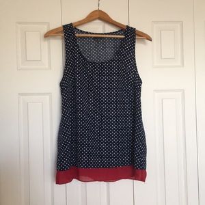 navy & white dotted top